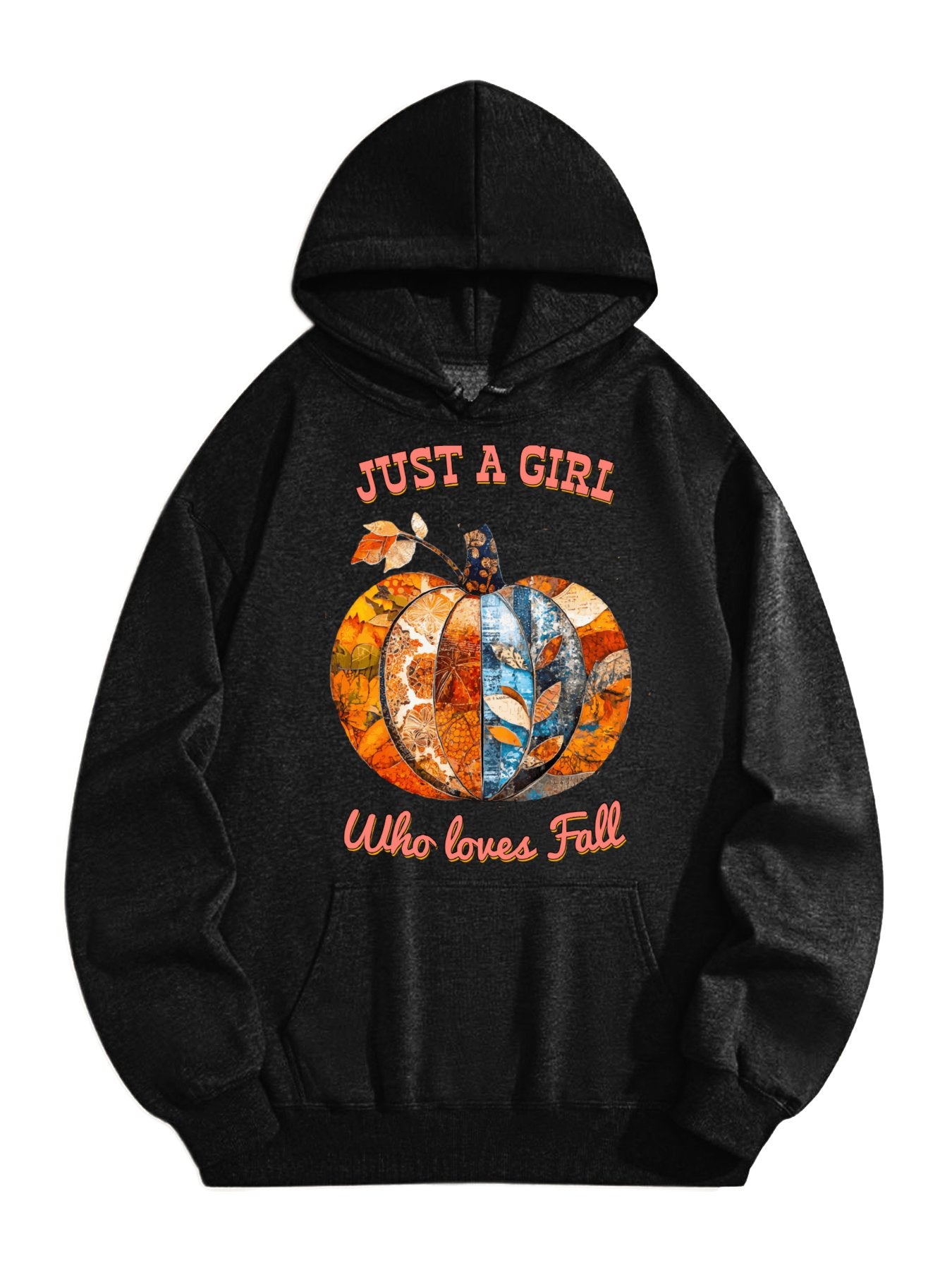 Just a Girl Who Loves Fall Pumpkins Hoodie Sweatshirt with Drawstring (Dual-sided Printing)