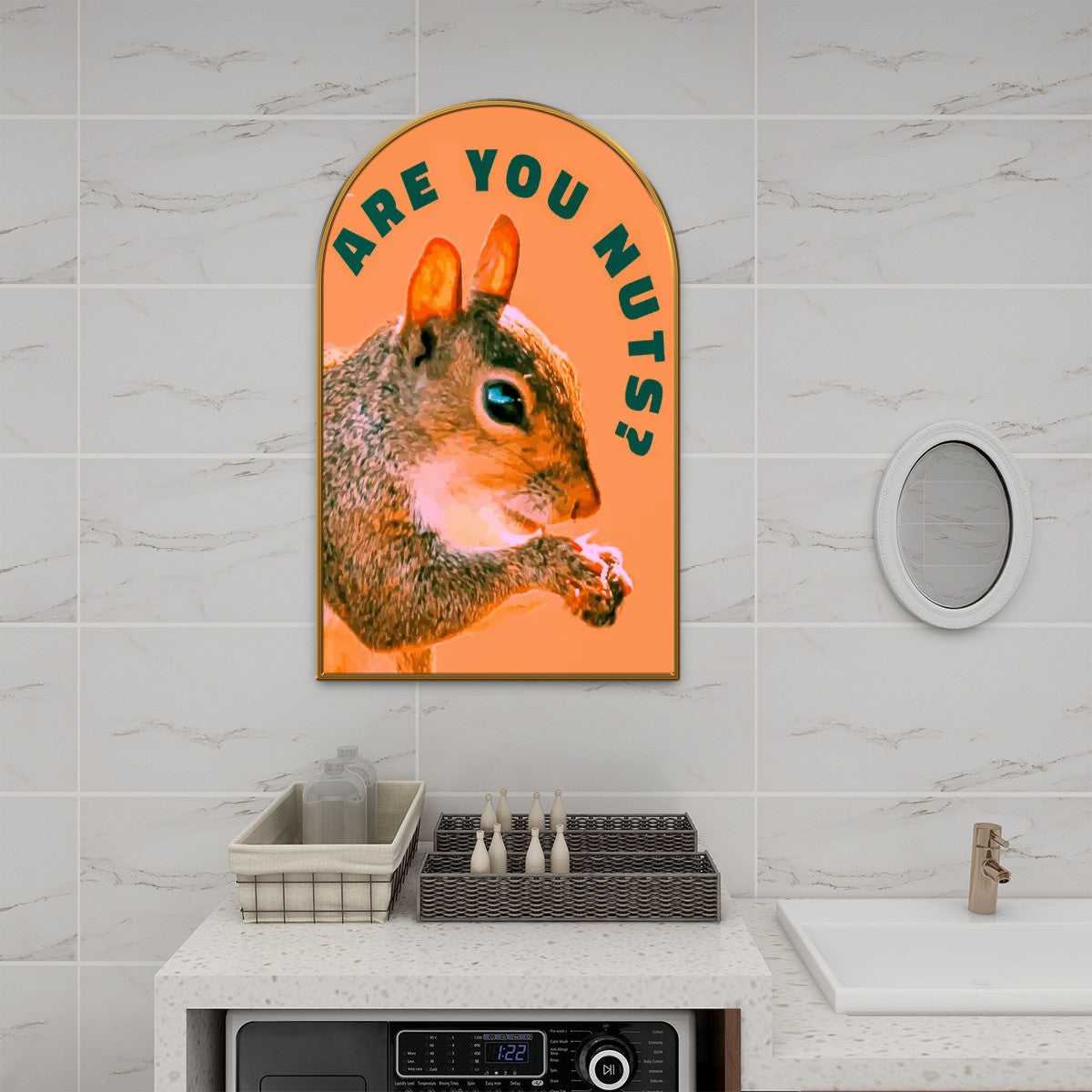 Are You Nuts? Funny Squirrel Arched Canvas Print Wall Art (Made in USA)