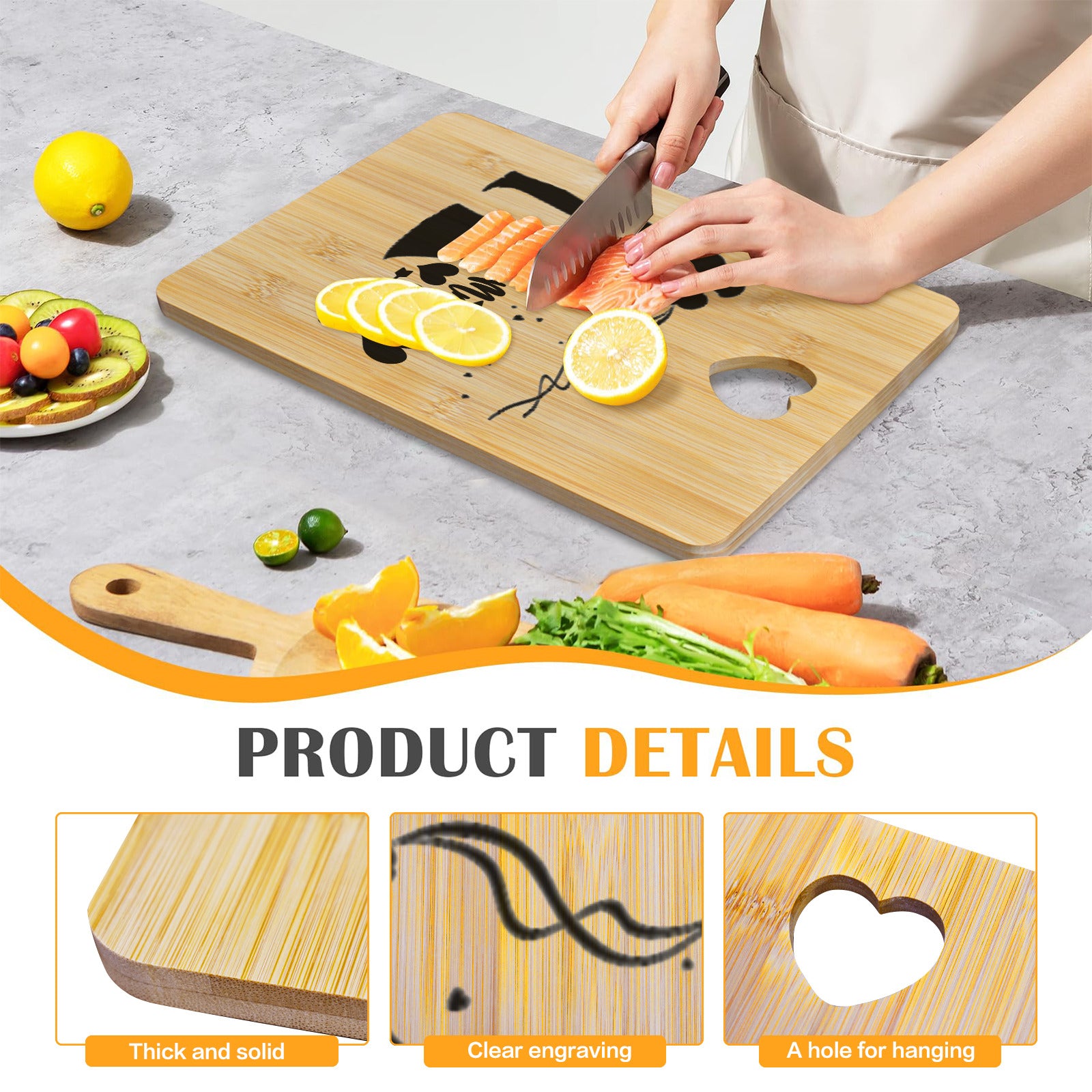 Mr & Mrs Custom Rectangle Bamboo Cutting Board (One Side Printing) | Ships from USA