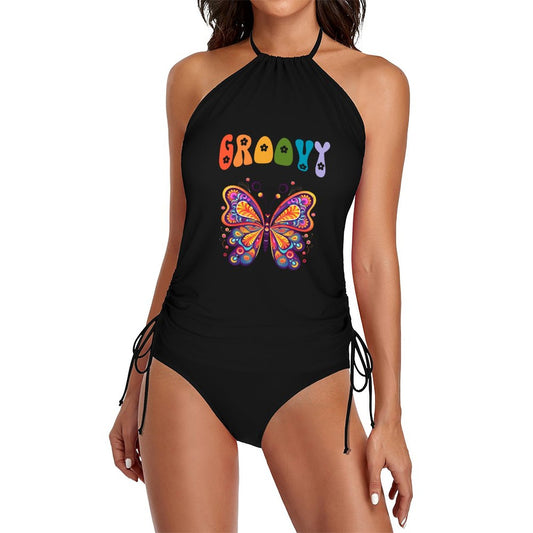 DTF Halter High Neck 2-Piece Swimsuit Set for Women(Front Printing)