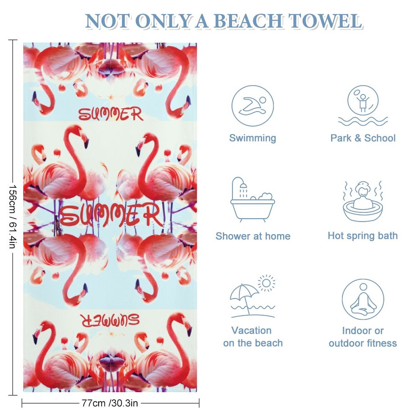 Pink Flamingos Summer Design Beach or Bath Towel - 61.4