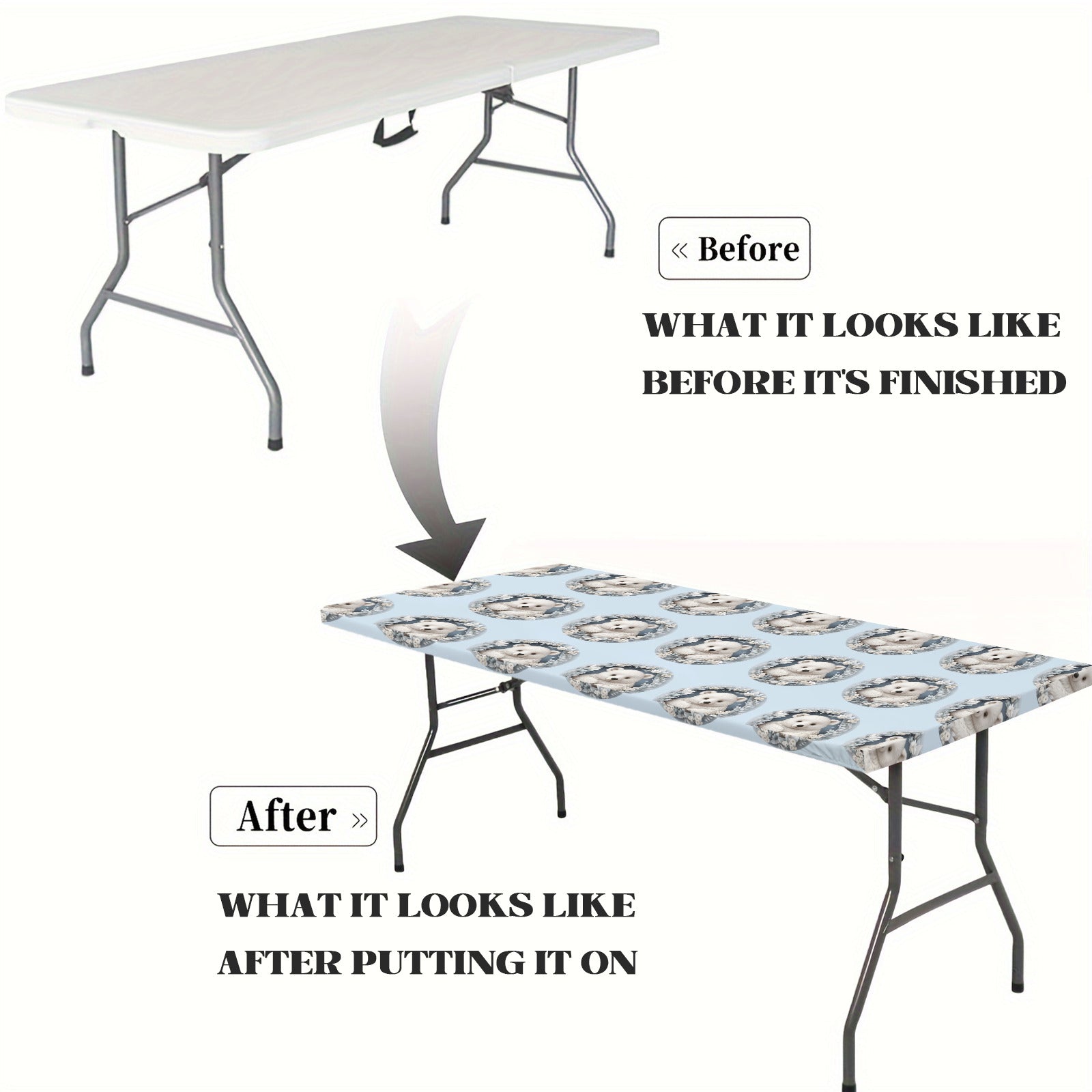 Cute Baby Polar Bear Custom Elastic Fitted Tablecloth 72x30 inch (Made in USA)