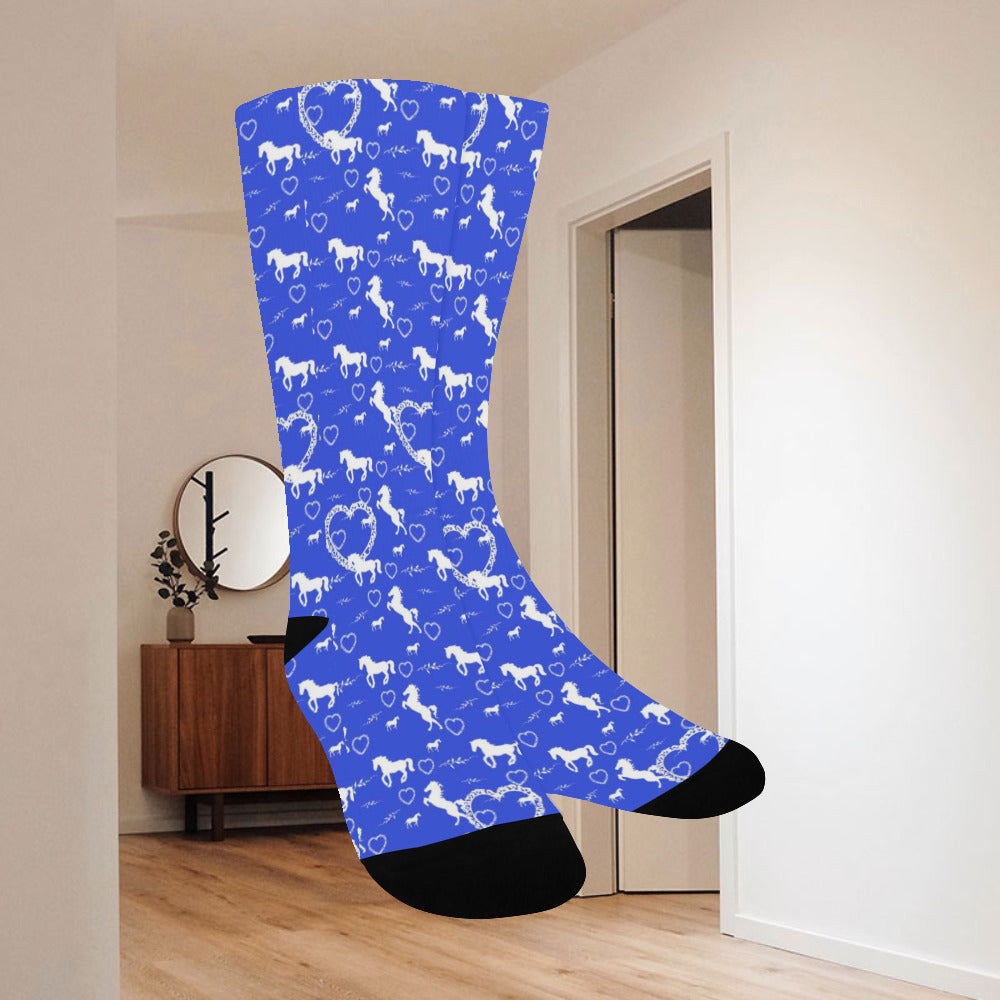 Calcetines personalizados Caballos en azul para hombre