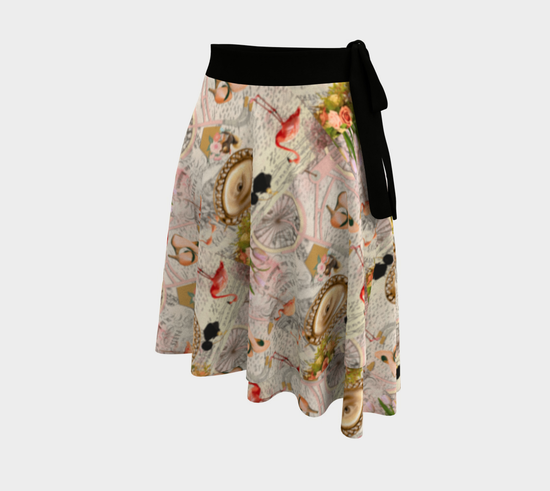 Pink Fashion Collage Short Wrap Skirt