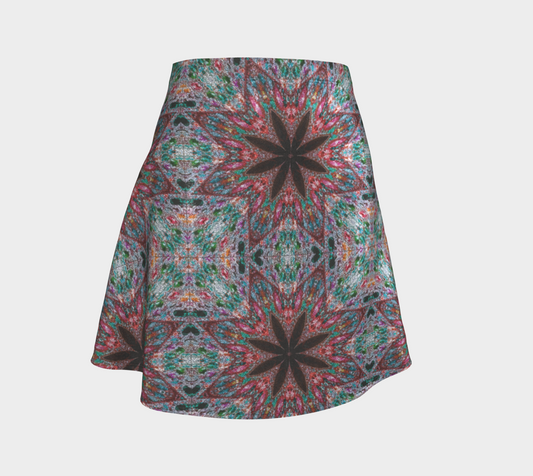 Silver Star Pattern Glitter Flared Skirt