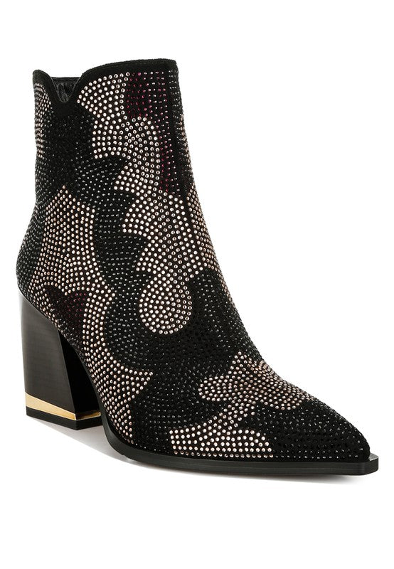 Women's Zarka Rhinestones Embellished Block Heel Boots