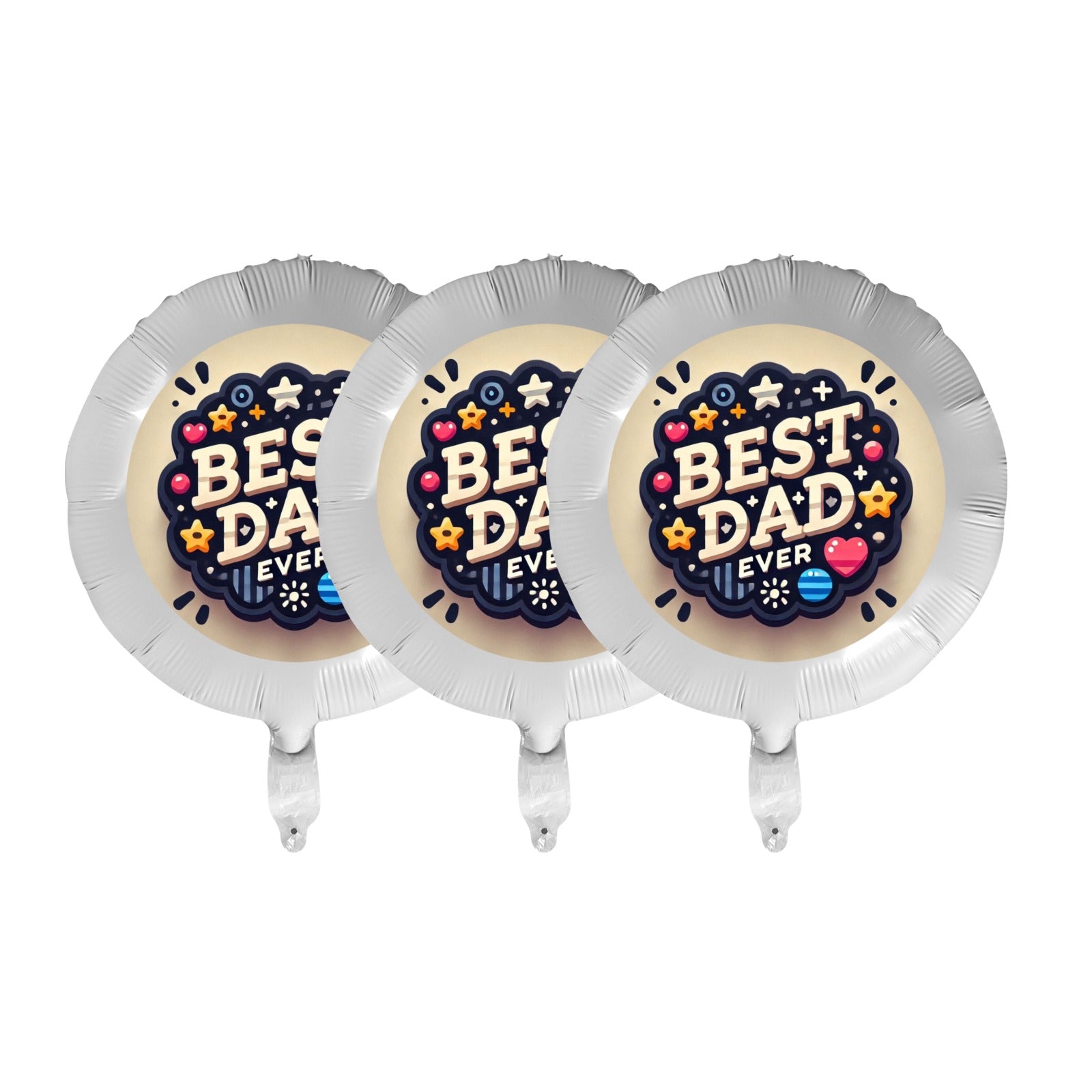Best Dad Ever Circle 18-inch Custom Aluminum Foil Balloons - Pack of 3 (Made in USA)
