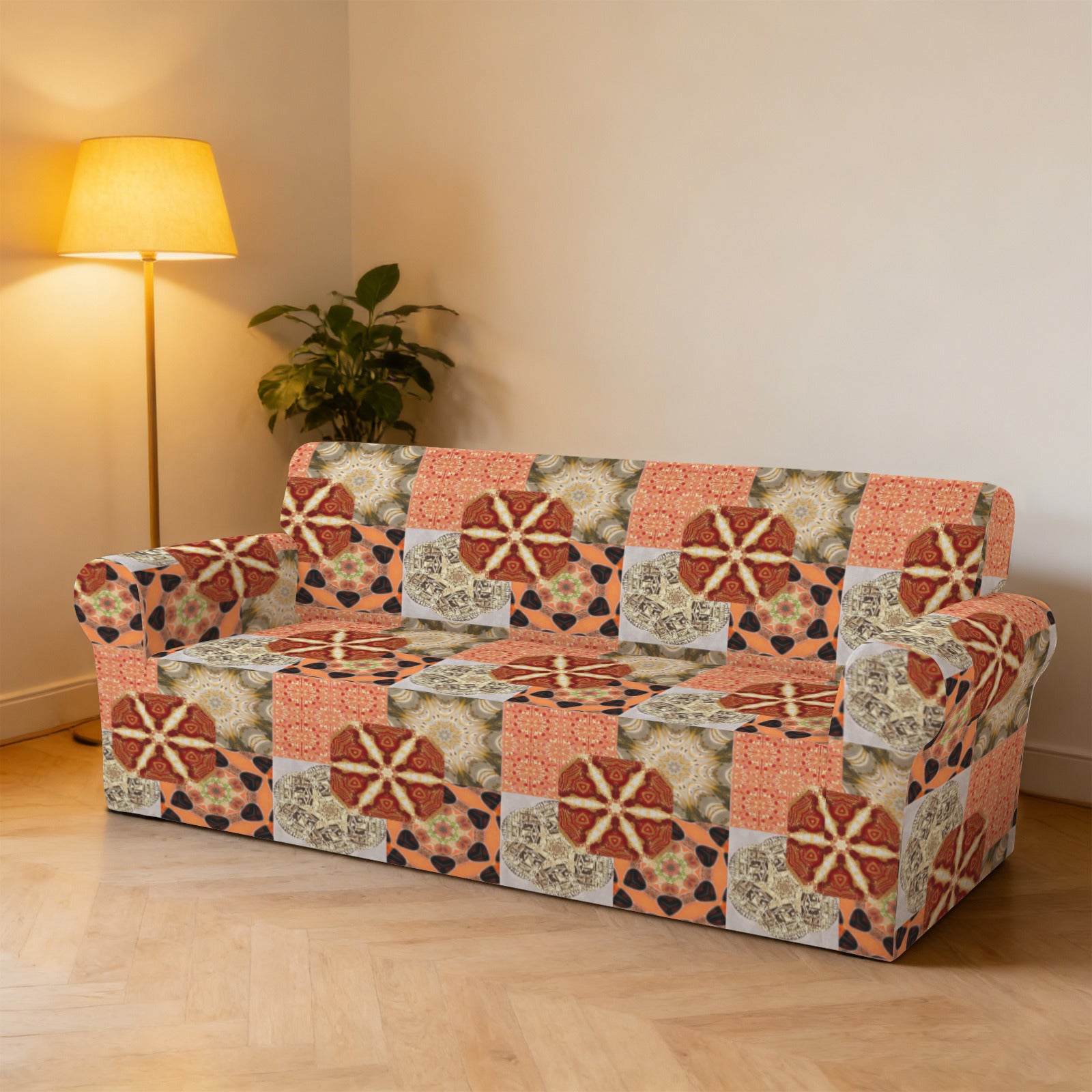Heritage Revival Quilt Design 3-Seater Sofa Cover | Ships from USA