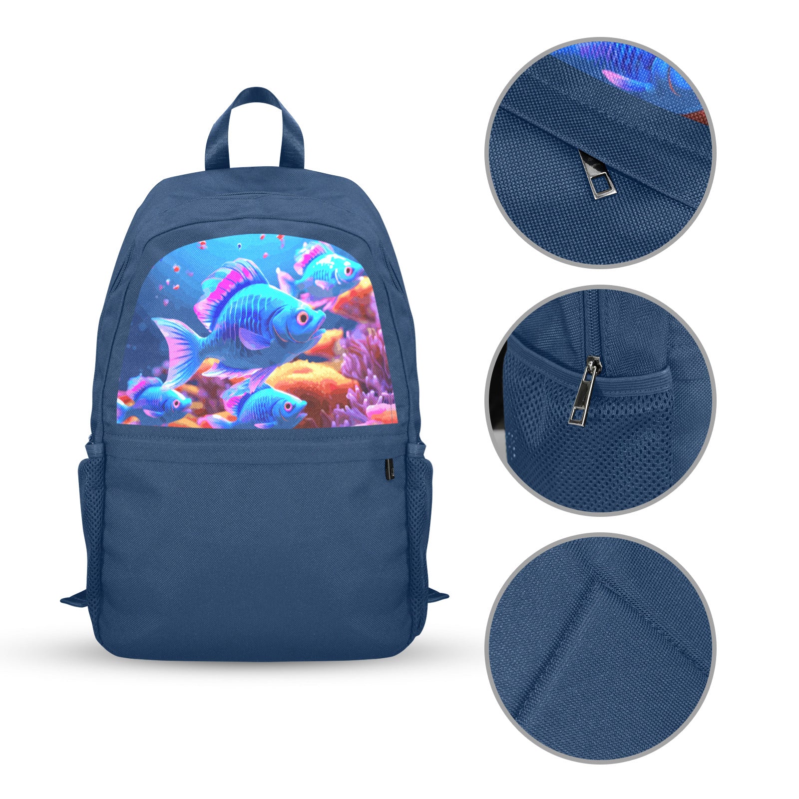 Blue Fish Casual Backpack (Upper Part Printing) (Model 1753)