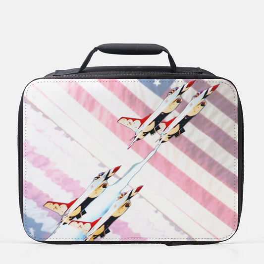 US Fighter Jets with American Flag Small Insulated Lunch Box - Shell Design Boutique