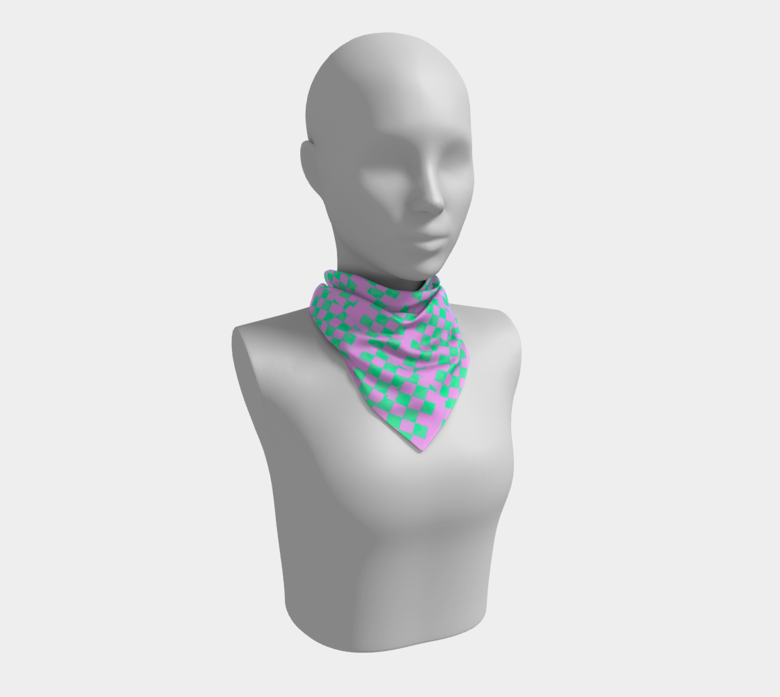 Purple and Pastel Green Checkered Square Scarf