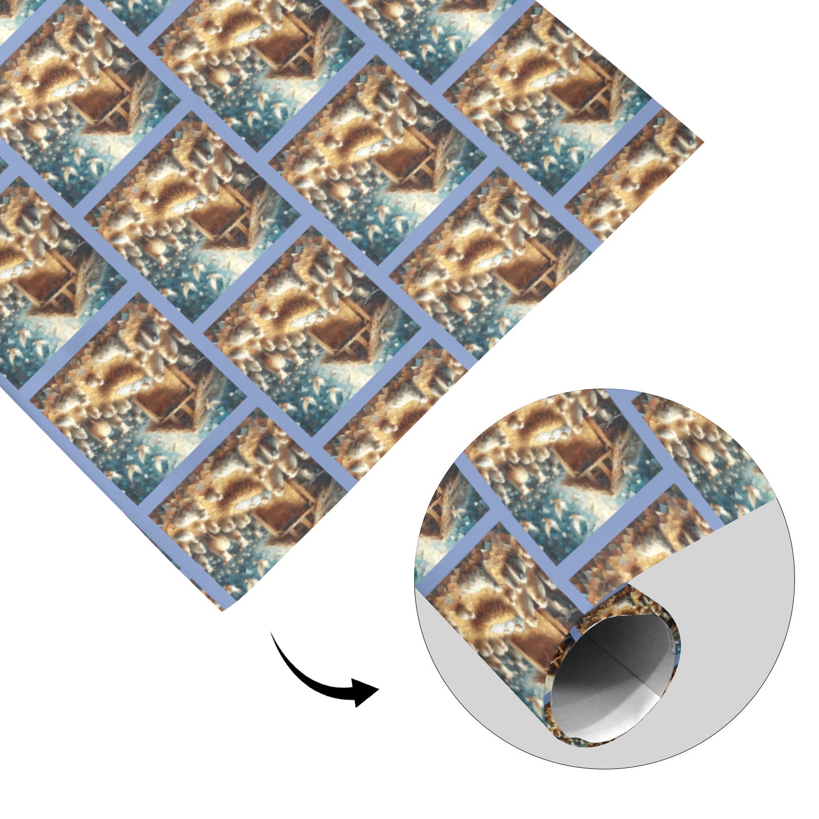 Baby Jesus in the Manger Coated Gift Wrapping Paper - 2 Rolls (Made in USA)