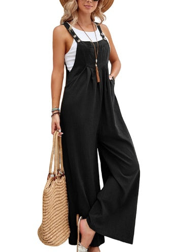 Women's Solid Color Casual Overall Jumpsuits
