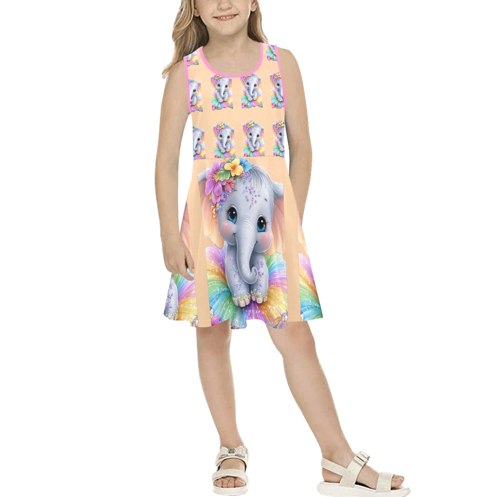Baby Elephant Girls' Sleeveless Sundress (Model D56)