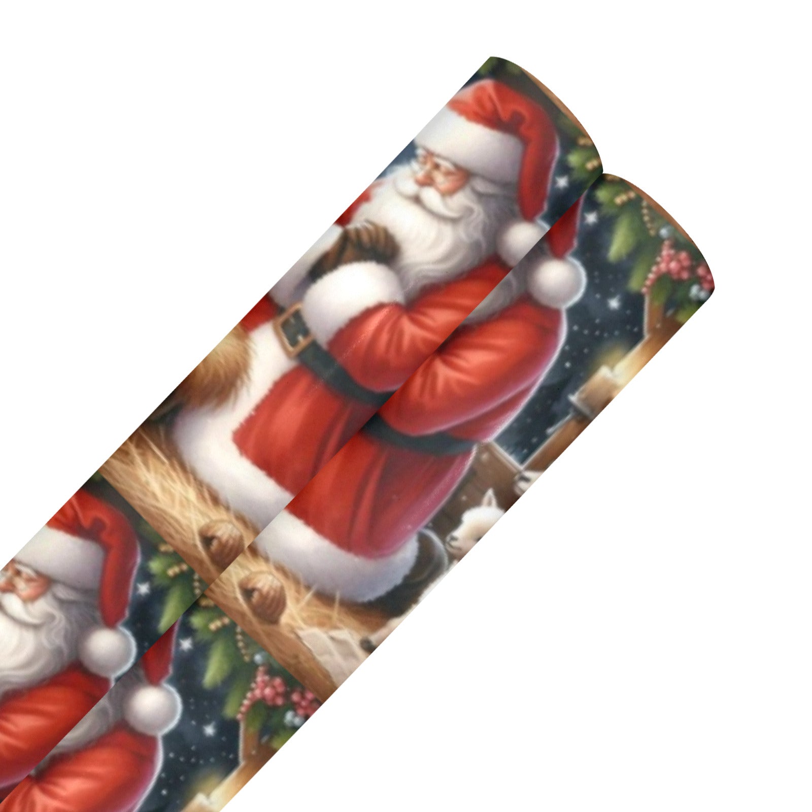 Santa with Baby Jesus Coated Gift Wrapping Paper (Made in USA)