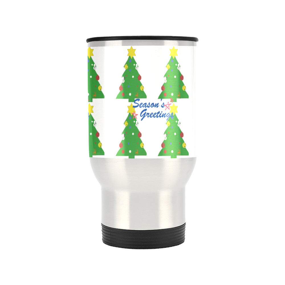 Season's Greetings Silver Travel Mug - 14 oz (Made in USA)