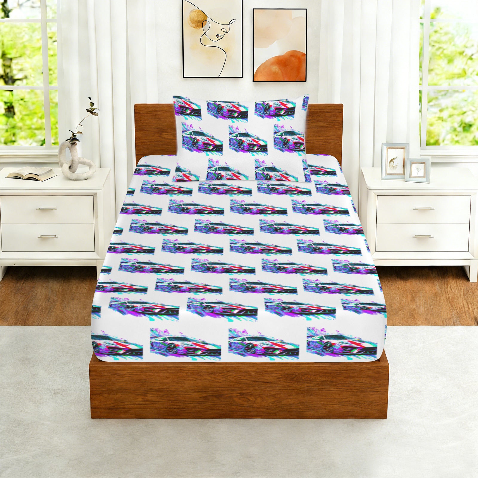 Fast Sports Car Twin Size Sheet Set - 3 pieces