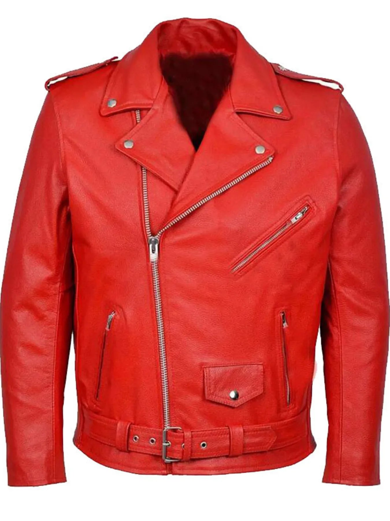 Men's Plus Size Zip Up Leather Motorcycle Jacket