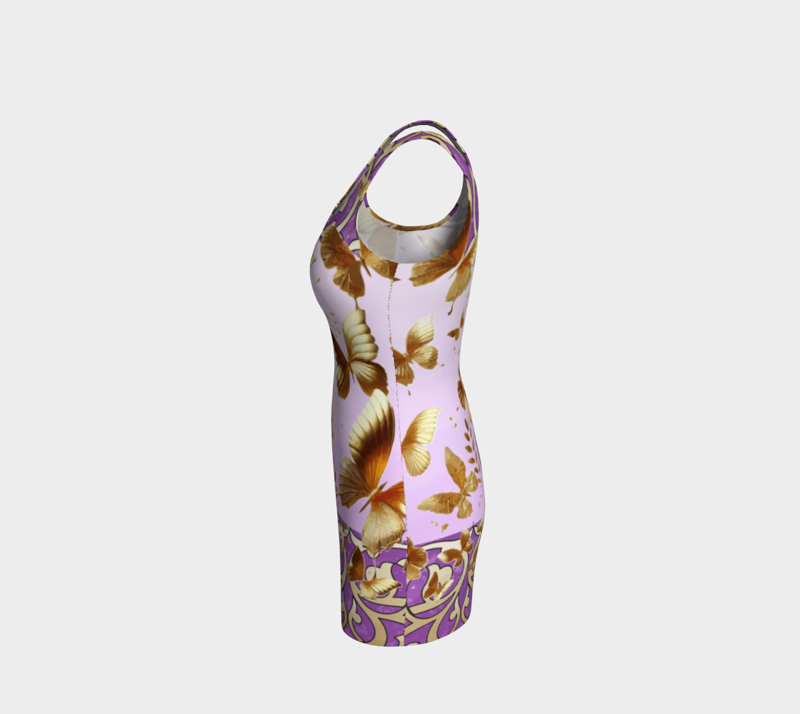 Lavender with Golden Butterflies Mini Bodycon Dress