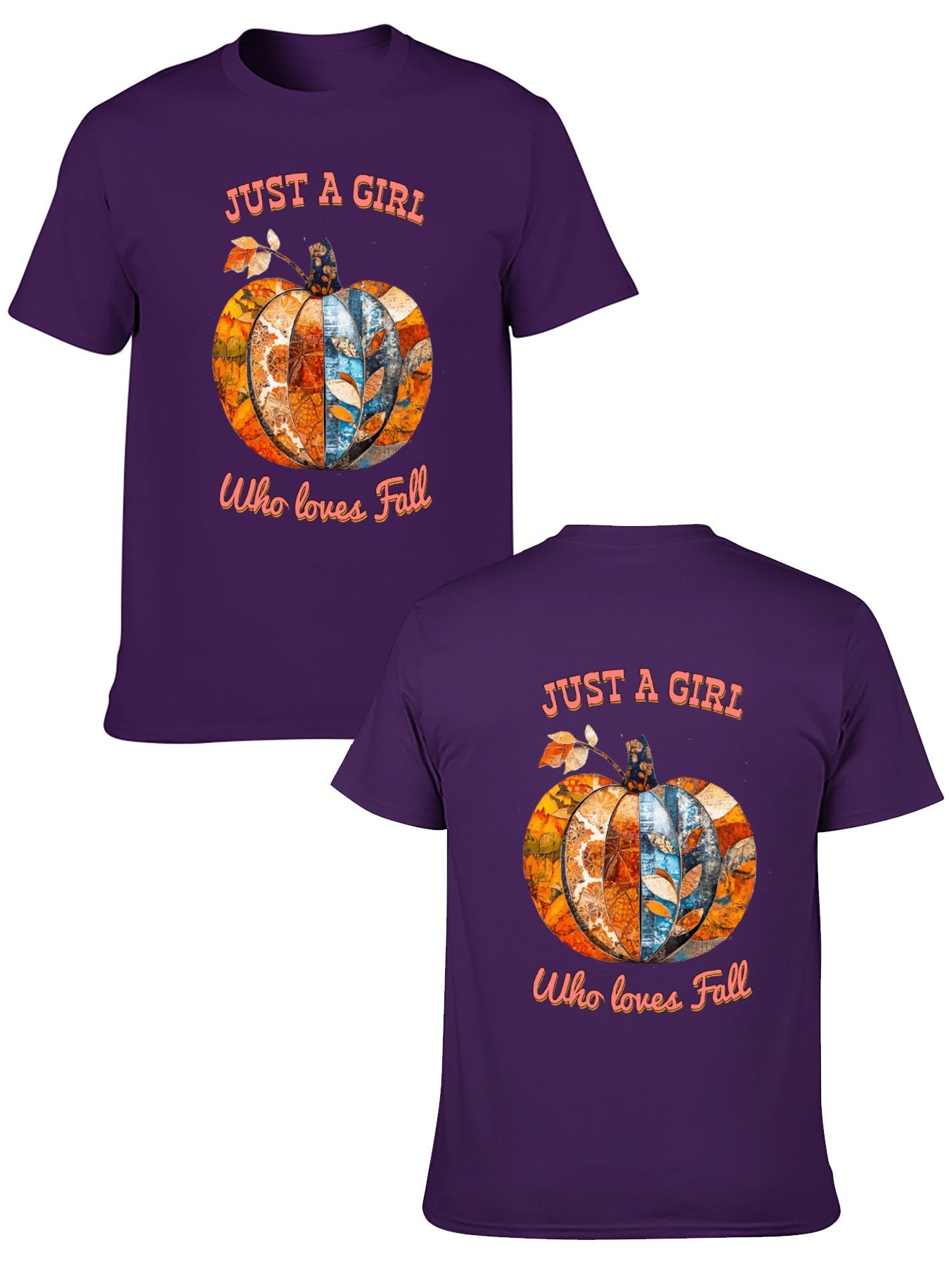 Just a Girl Who Loves Fall Pumpkins Short Sleeve T-Shirt (Double-sided Printing)