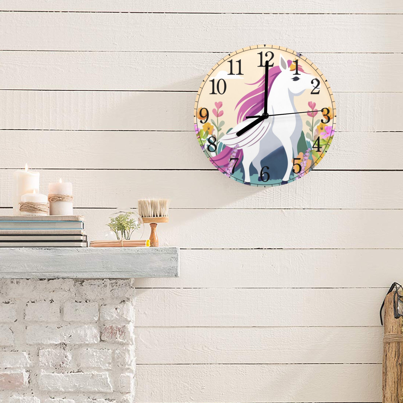 Unicorn with Wings Personalized Wall Clock(Made in USA)