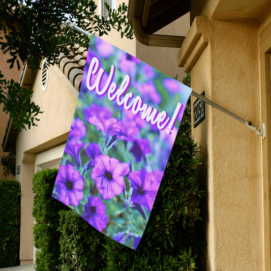 Welcome Purple Flowers Garden Flag 28" x 40"（Made in USA）