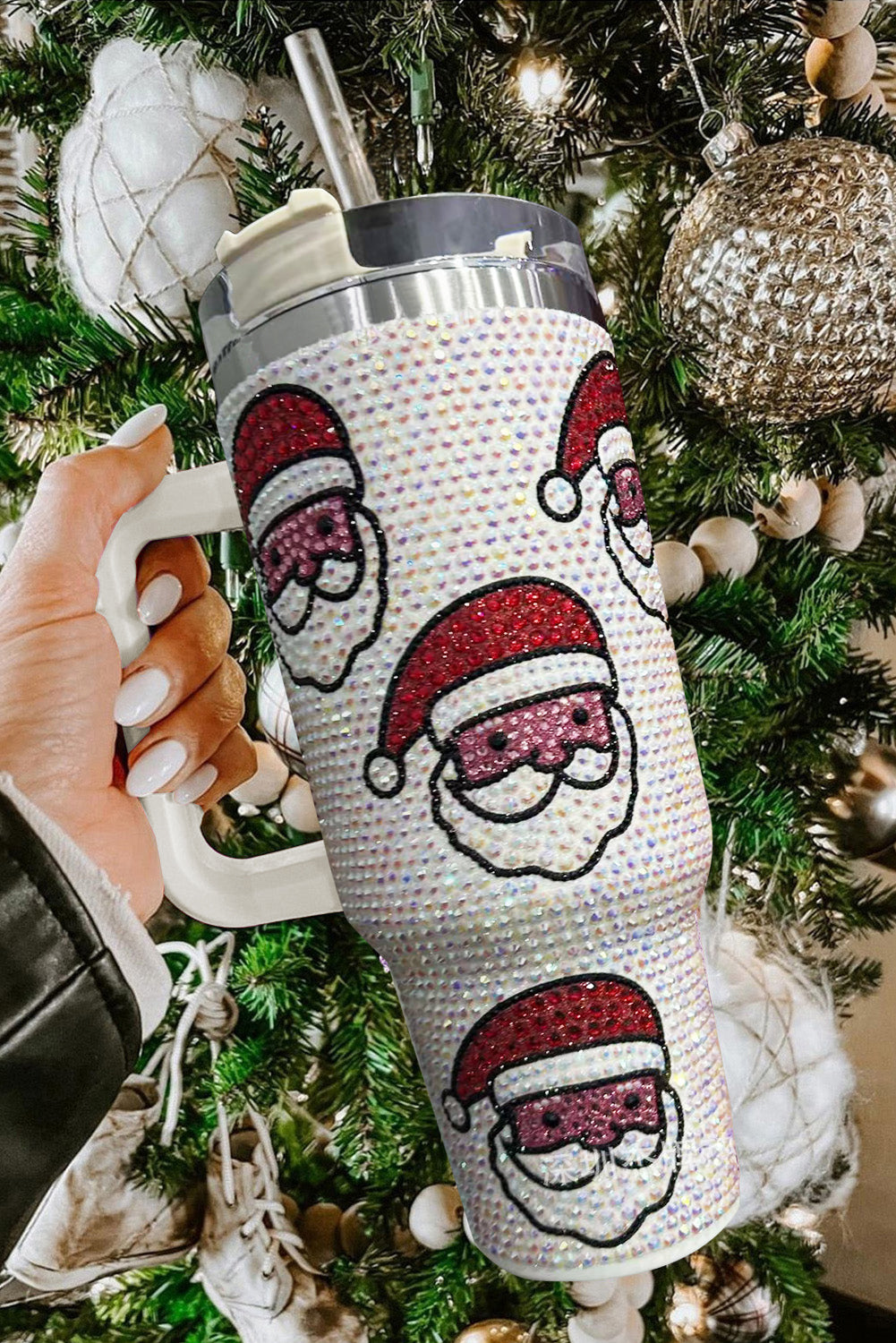 Christmas Santa Claus Diamond Stainless Steel 40 oz Tumbler