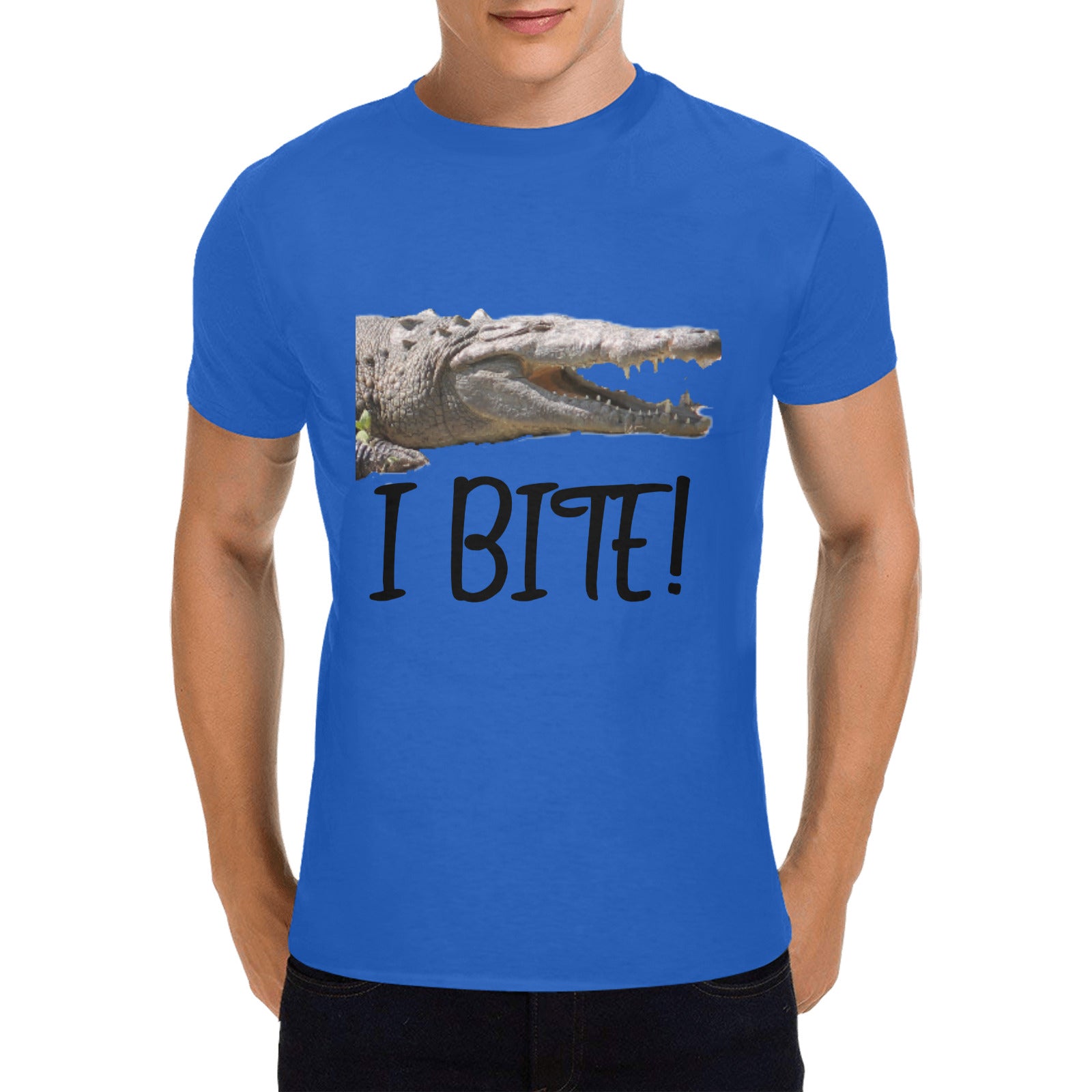 Men's Crocodile I Bite Heavy Cotton T-shirt (Made in USA）