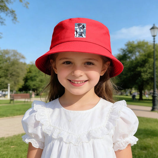 Puzzled Puppy Children’s Bucket Hat (Front Printing)