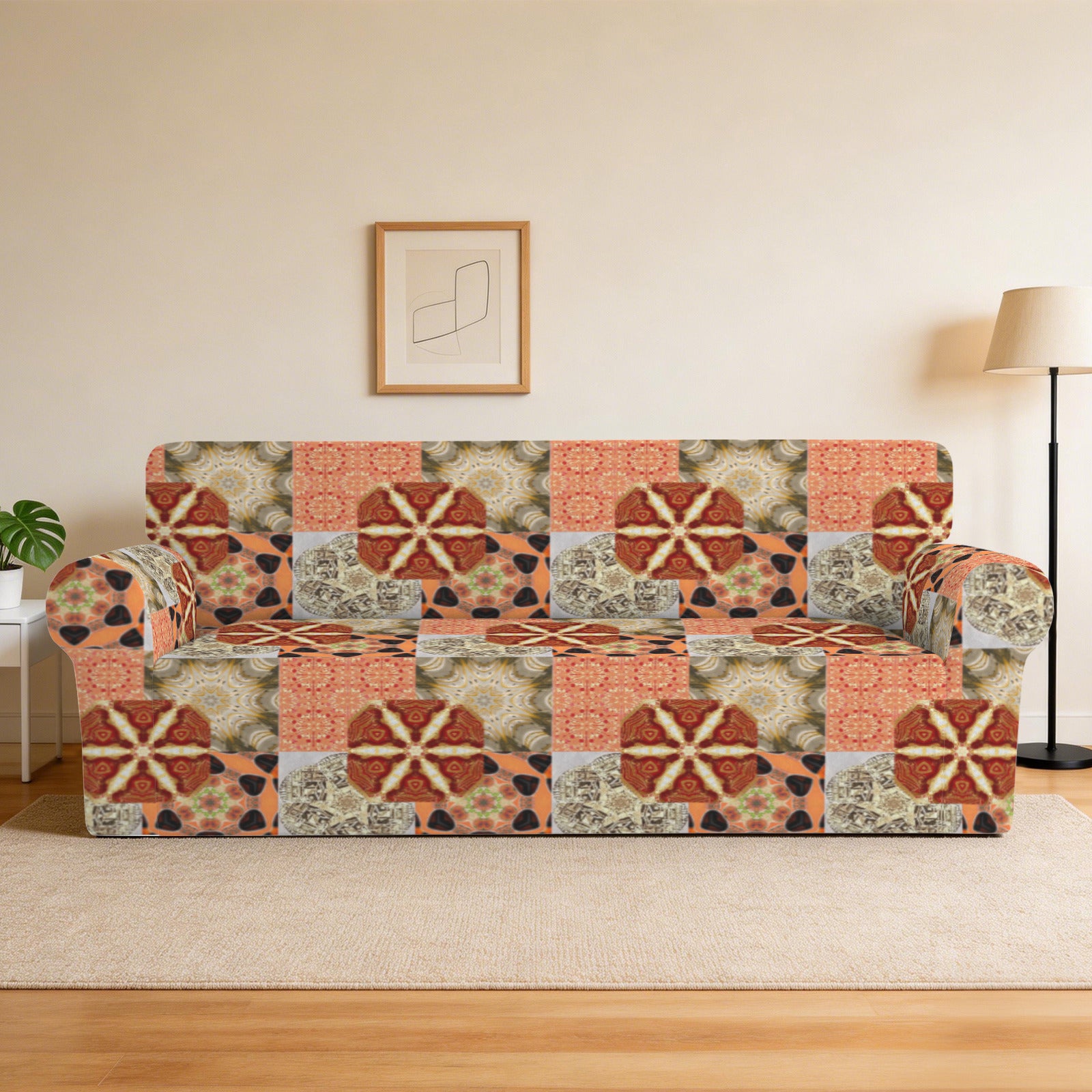 Heritage Revival Quilt Design 3-Seater Sofa Cover | Ships from USA