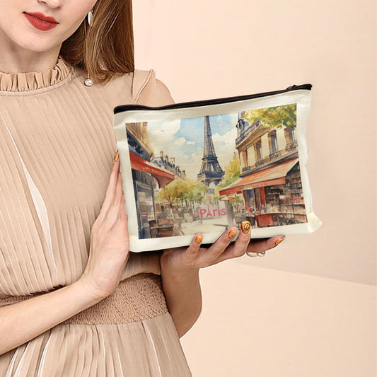 Eiffel Tower Paris France Cosmetic Bag with 2 Sided Printing (Made in USA)