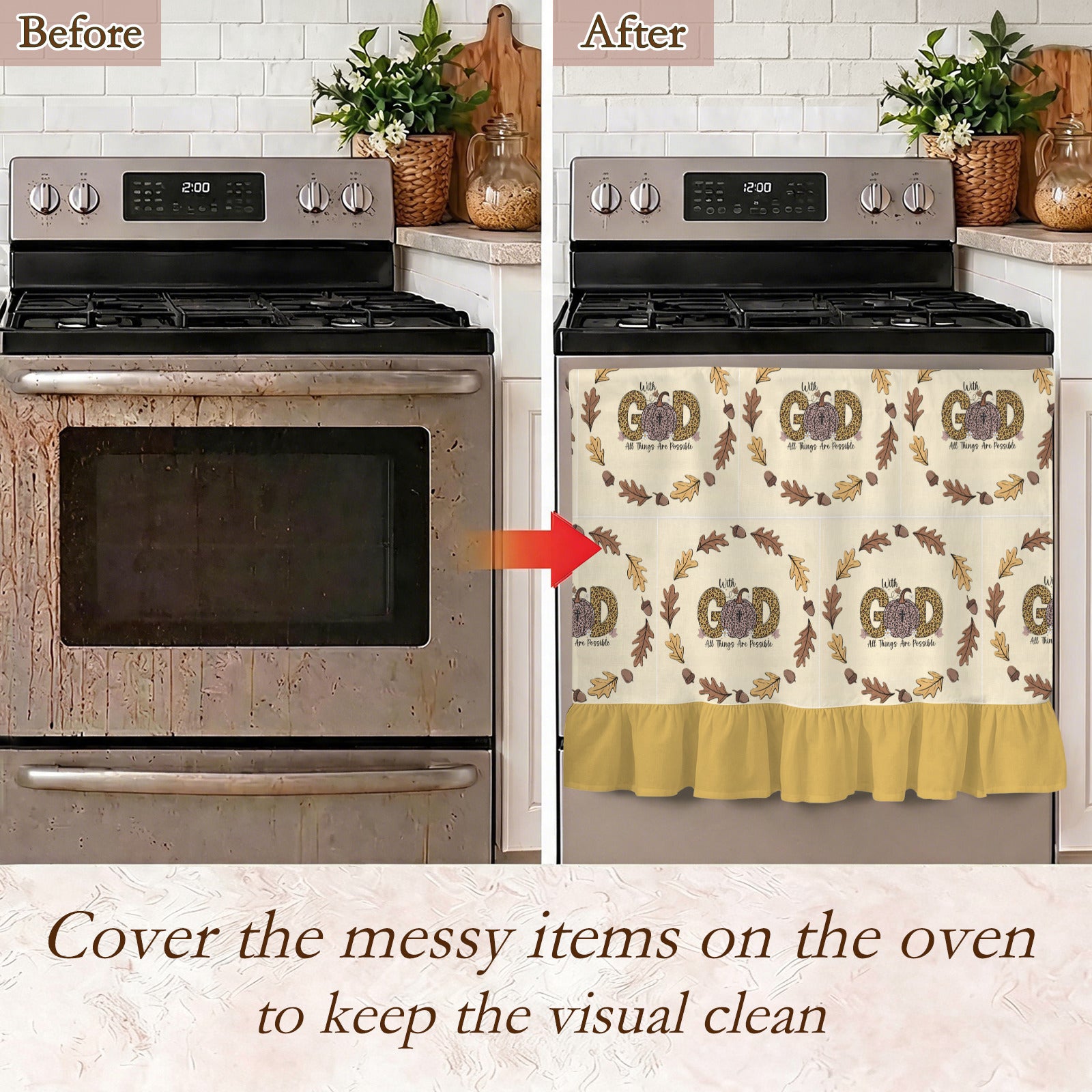 With God All Things Are Possible Oven Curtain