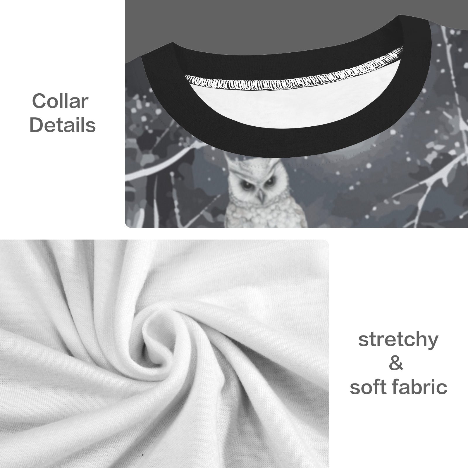 Wolf in Moonlit Forest Men's All Over Print Ribbed Collar T-Shirt (Model T94)