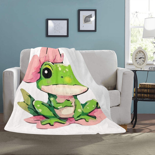 Frog on Lily Pad Ultra-Soft Micro Fleece Blanket 50" x 60" (Made in USA)