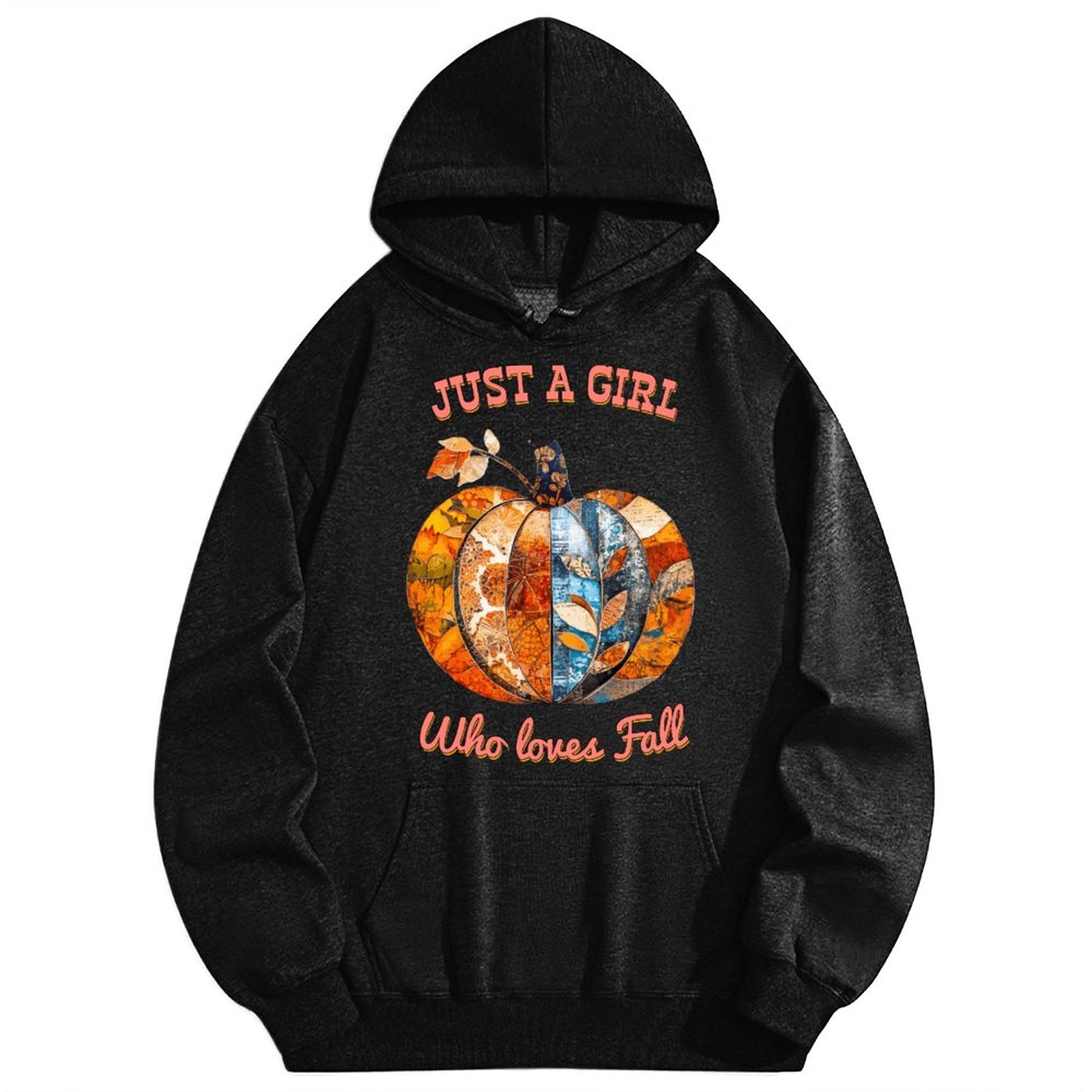 Just a Girl Who Loves Fall Pumpkins Hoodie Sweatshirt with Drawstring (Dual-sided Printing)