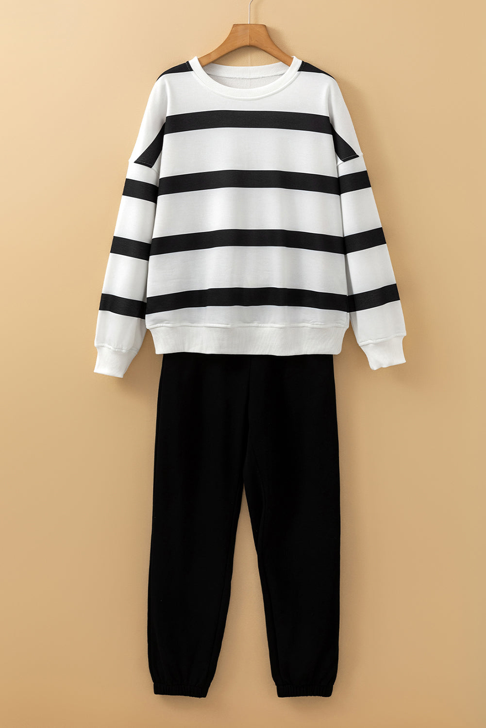 Women's Striped Pullover and Joggers Pants Set for Effortless Style