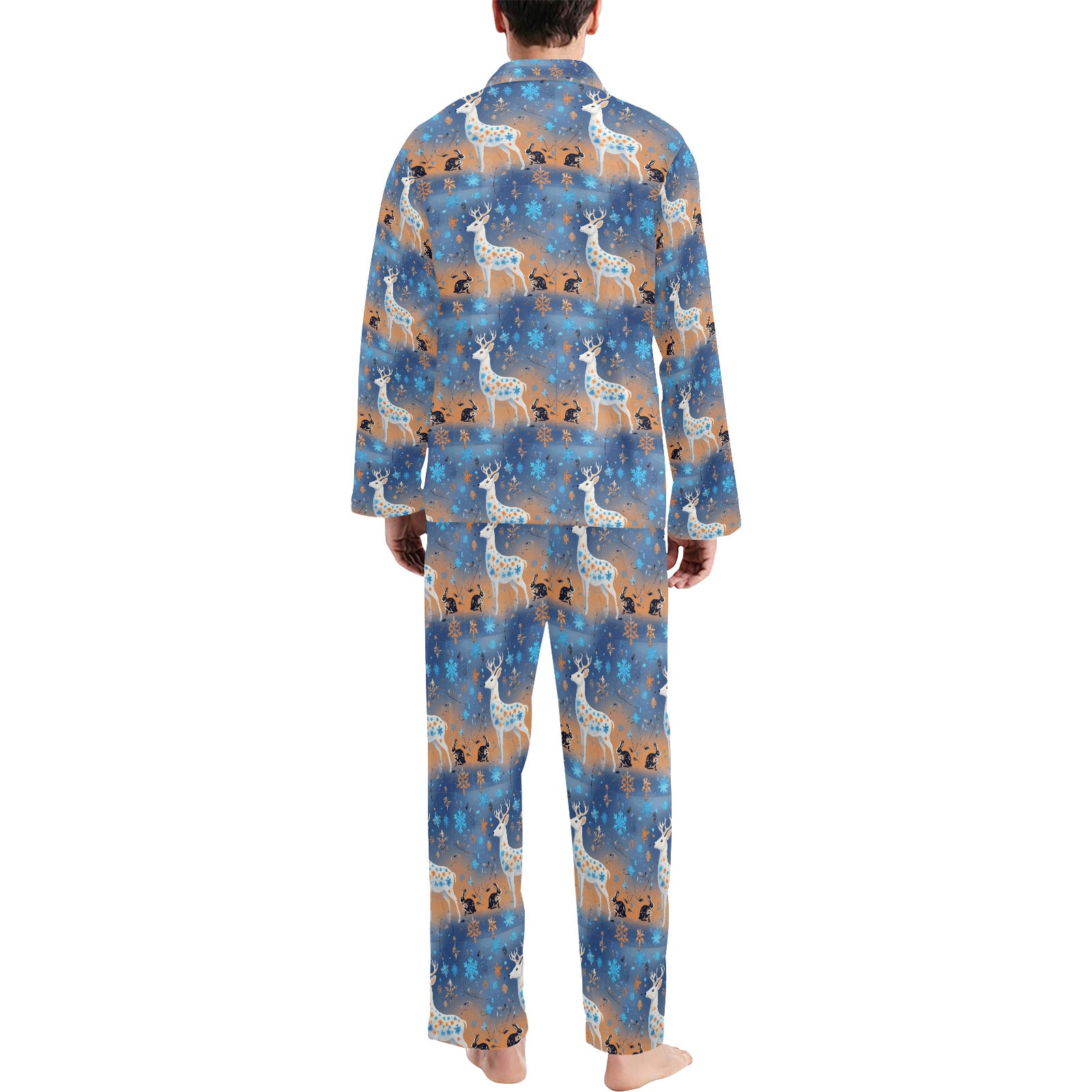 Men's Wintertime Majestic Deer V-neck Long Pajama Set