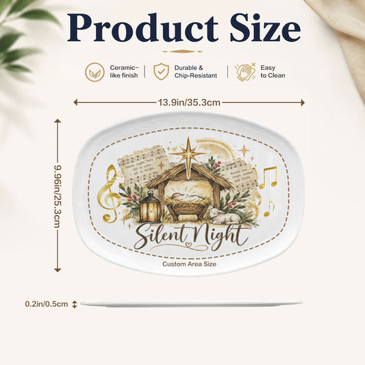 Silent Night Manger Scene Oval Serving Platter Melamine Decorative Plate