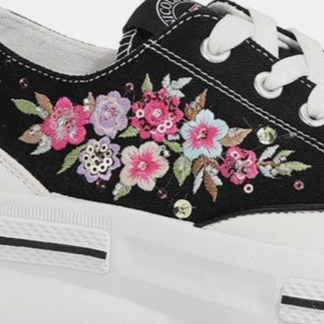 Nicole Lee USA Embroidery Detail Platform Lace-Up Sneakers