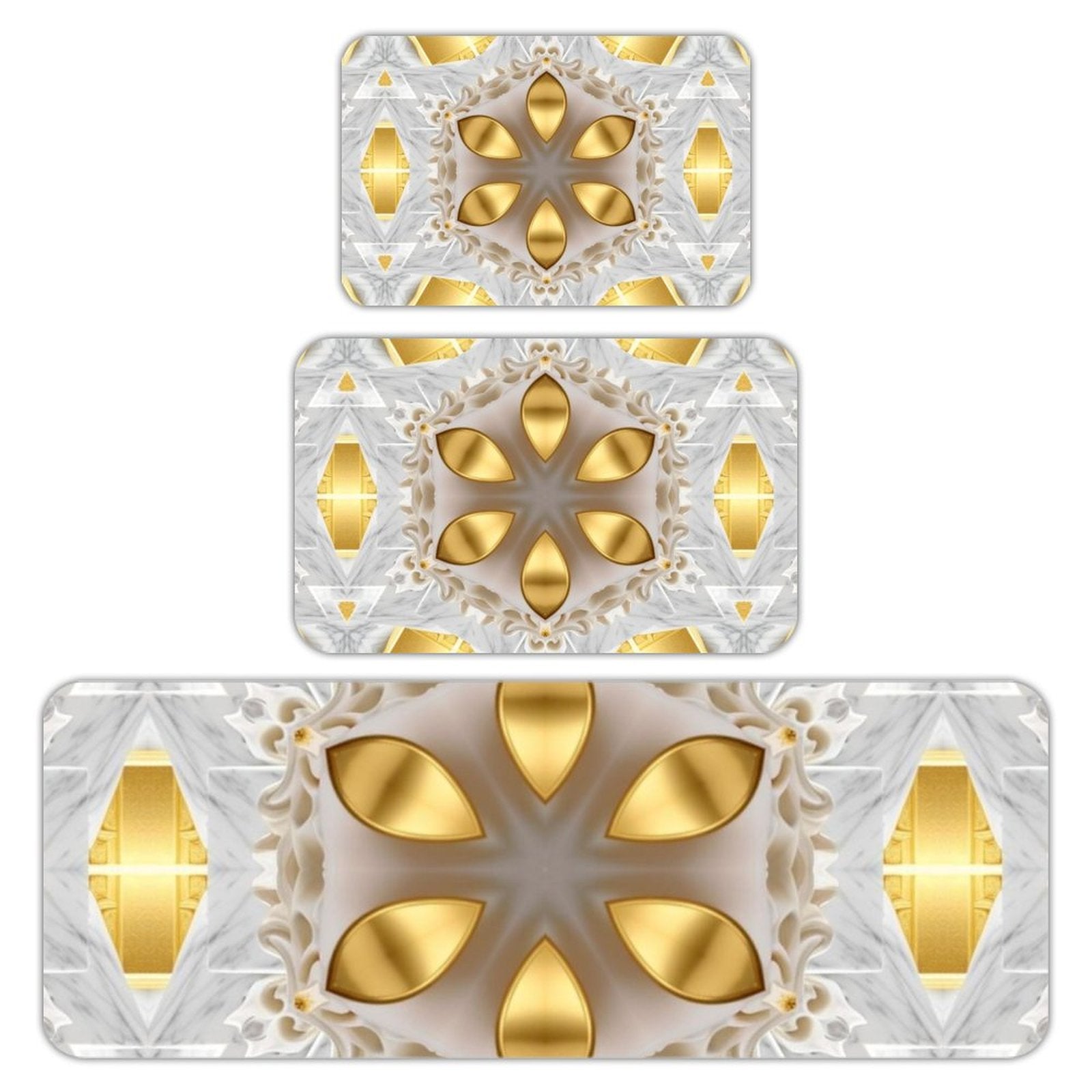 Golden Design Kitchen 3-Piece Floor Mat Set (One-sided Printing)