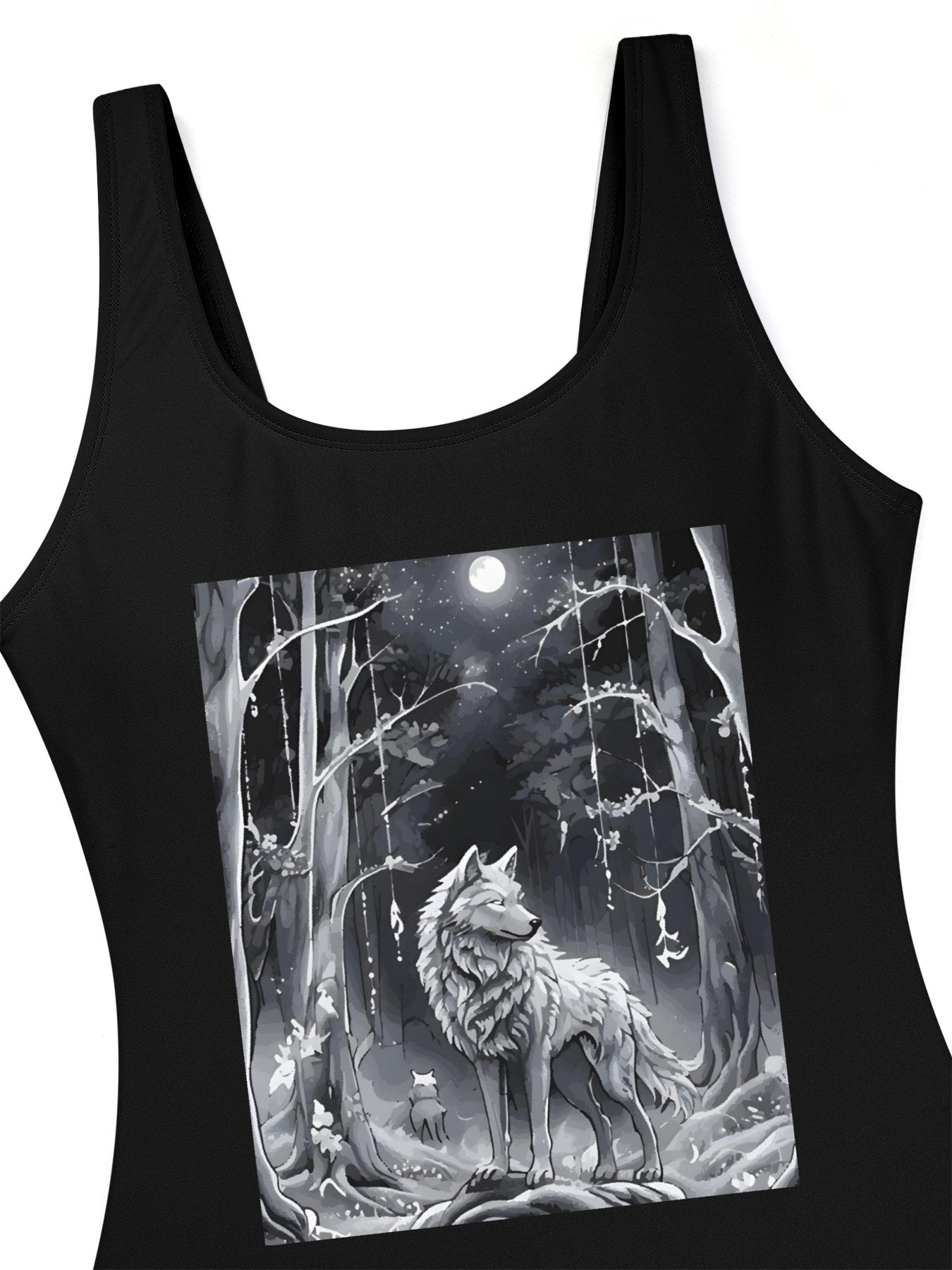 Ethereal Wolf in the Moonlight One-piece Swimsuit Bikini (Front Printing)