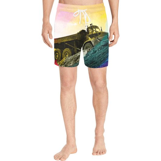 Men's Dump Truck Mid-Length Swim Shorts