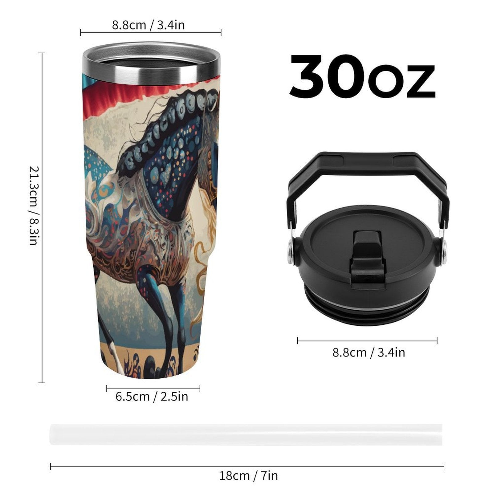 Bejeweled Horse 30 oz Stainless Steel Water Bottle