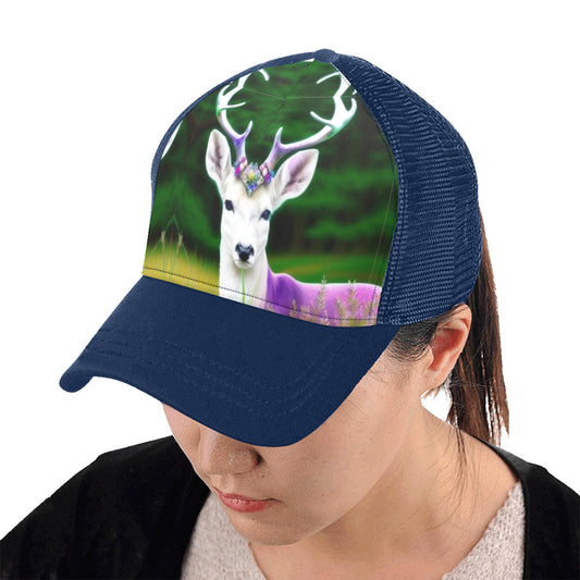 Majestic White Deer with Purple Baseball Cap Hat