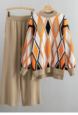 Mariana Knit Set with Plus Size Wide Leg Pants (2 Pieces)