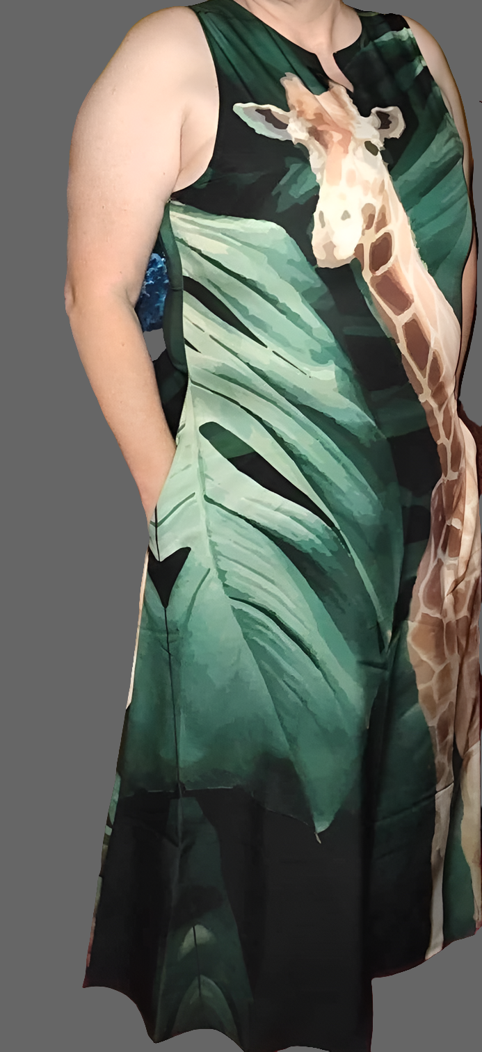 Tall Giraffe Surrounded by Greenery Sleeveless Maxi Dress up to 5XL