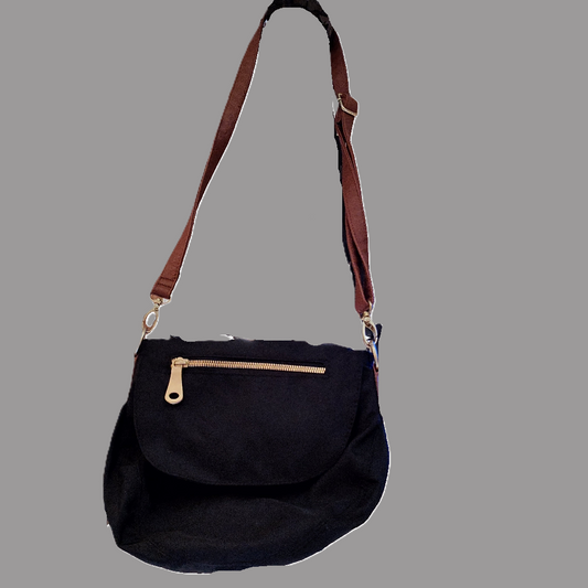 Black Handbag with Brown Strap - preowned