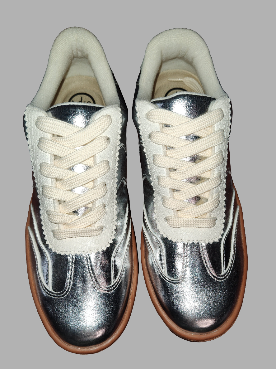 Women's Silver Sneakers with Laces