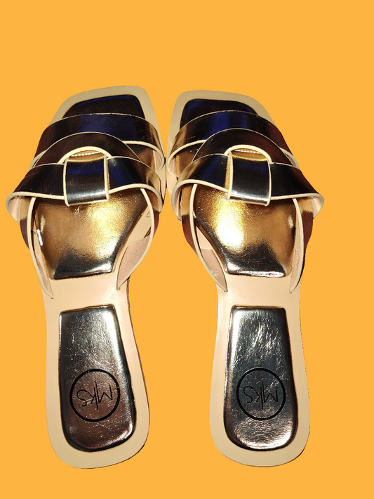 Women's Cushioned Gold Sandal Slides