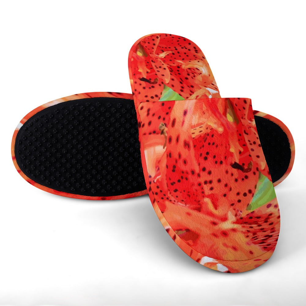 Orange Tiger Lily Cotton House Shoes